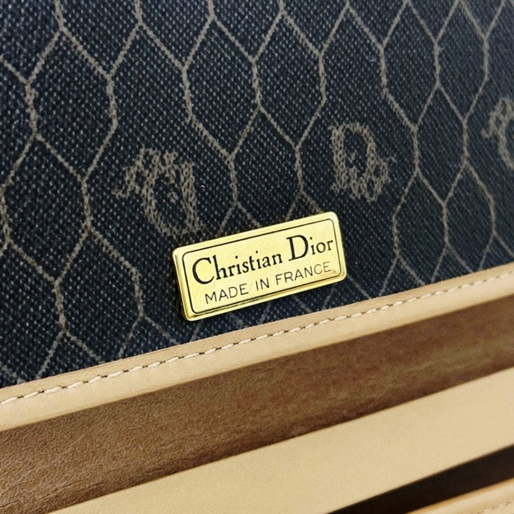 Christian Dior Shoulder Bag Clutch in Brown Honeycomb Coated Canvas & Vachetta - Picture 5 of 11